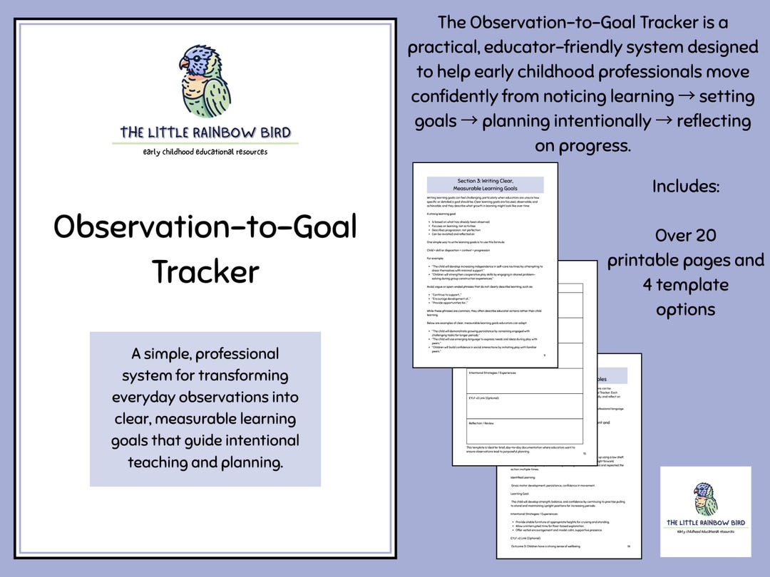 Observation to Goal Tracker | EYLF V2 Planning Tool | Learning Goals ...