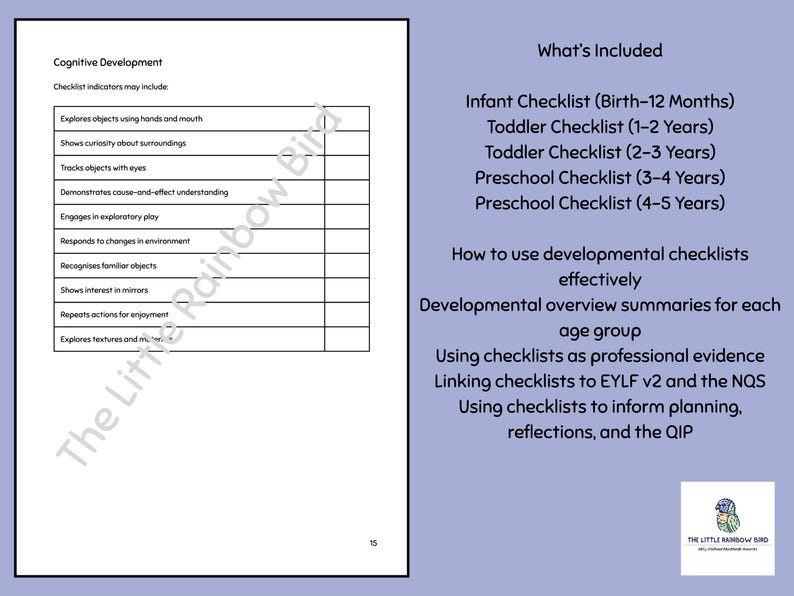 Developmental Checklist Templates for Early Childhood | EYLF V2 ...