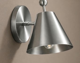 Vintage Brass Wall Sconce, Handmade Cone Wall Light, Modern Industrial Wall Lamp, Antique Brass Bedroom Bedside Light Fixture, Rustic Wall L