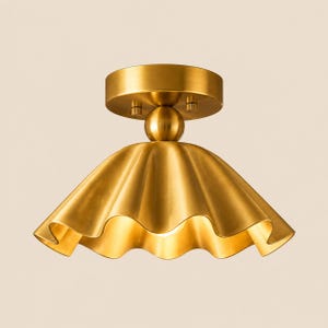 Handmade Brass Ceiling Light | Modern Flush Mount Light Fixture | Sculptural Gold Ceiling Lamp
