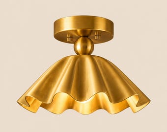 Plafoniera in ottone realizzata a mano / Lampada da soffitto moderna a incasso / Lampada da soffitto scultorea dorata
