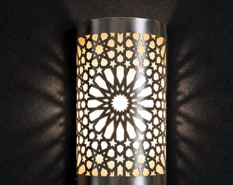 Handmade Brass Wall Sconce | Islamic Geometric Wall Light | Handmade Metal Wall Lamp | Modern Bedroom Hallway Living Room Lighting | Luxury