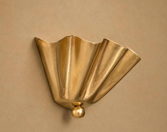 Moderne Messing Fächer Wandleuchte | Handgefertigte Metall Wandleuchte | Luxus Gold Wandleuchte | Zeitgenössische Schlafzimmer Wohnzimmer Badezimmer Beleuchtung
