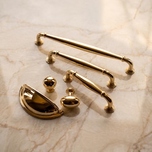 Unlacquered Brass Pulls and Knobs | Oxfordshire Pull | Hand Finished Solid Brass