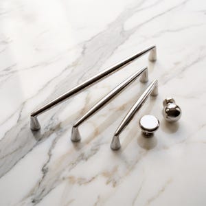 Polishd Nickel Pulls and Knobs | Axis Pull | Hand Finished Solid Brass