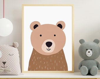Brown Bear Nursery Print: Whimsical Kids Room Decor (Digital Download)