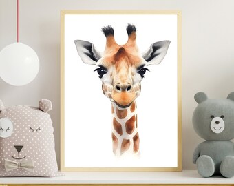 Giraffe Watercolor Print: Boho Nursery Wall Art (Digital Download)