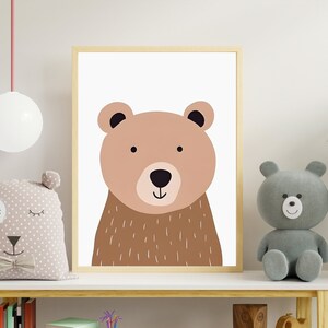 Add a touch of whimsy to your little one&#39;s room with this adorable brown bear print - perfect for a playful and fun nursery decor!