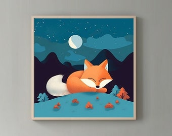 Whimsical Red Fox Art Print: Modern Boho Nursery Decor (Digital Download)