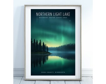 Northern Lights Lake Print: Minnesota Wilderness Art (Digital Download)