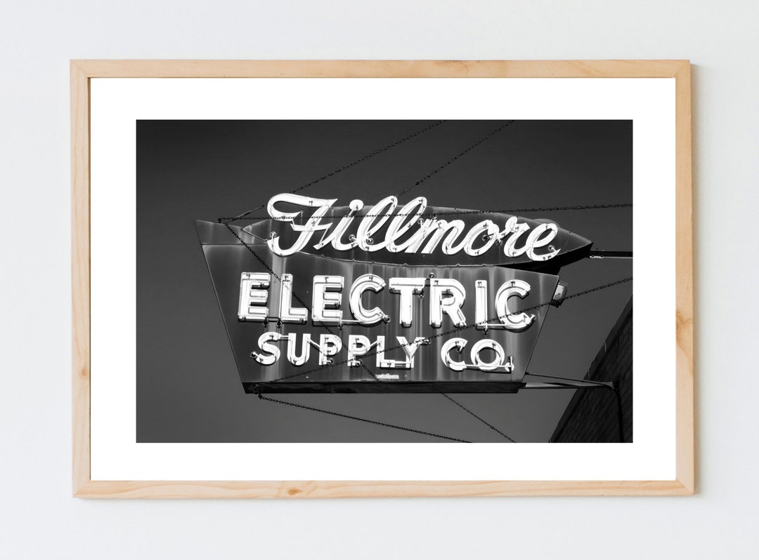 Fillmore Electric Supply Neon Sign Chicago Large Format Black & White