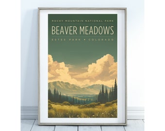 Beaver Meadows, Rocky Mountain National Park Vintage Poster (Digital Download)