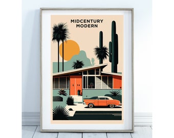 Midcentury Modern Home Art Print: Retro Style Wall Decor (Digital Download)
