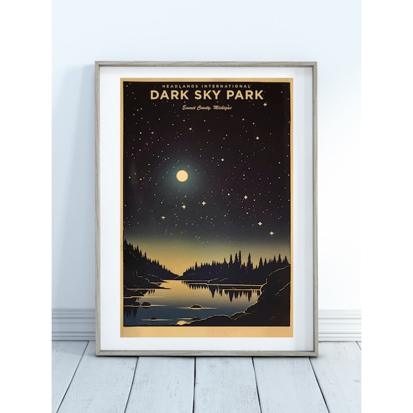 Headlands International - Michigan Dark Sky Park Vintage Kunst Poster - Perfekt für jede Einrichtung von rustikal bis modern chic. Kunst Printable