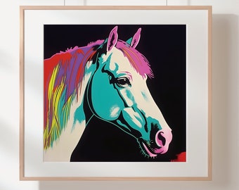 Pop Art White Horse Print: Modern Home Decor (Digital Download)