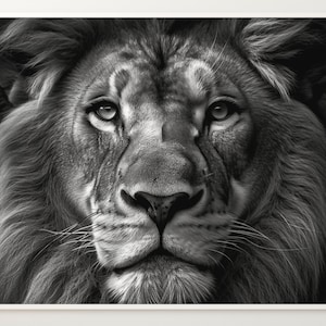 Majestic Lion Large Format Digital Print - Large Format Black and White Wall Art, Art Printable, Digital Download