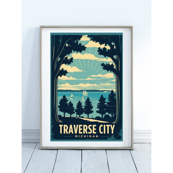 Traverse City Michigan Art Poster - Perfect for Michigan Lovers! Instant Download, Digital Download, Art Printable