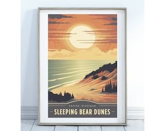 Sleeping Bear Dunes National Lakeshore Sunset Empire, Michigan Art Poster - Instant Download, Digital Download, Art Printable