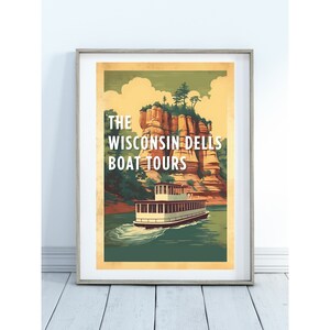 Wisconsin Dells Boat Tours Art Poster: Rustic Chic Decor (Digital Download)