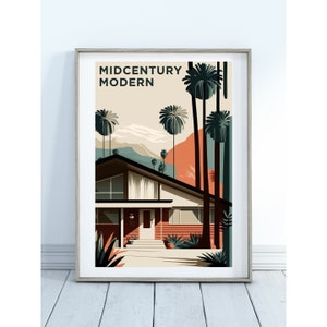 Midcentury Modern Architektur Print: Elegante Haus Kunst (Digitaler Download)