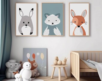 Animal Nursery Prints: Whimsical Trio Art (Digital Download)
