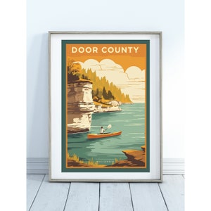 Door County Wisconsin Lake Michigan Kayak Art Poster - Perfekt für jedes Dekor von rustikal bis modern. Digitaler Download, Kunst zum Ausdrucken