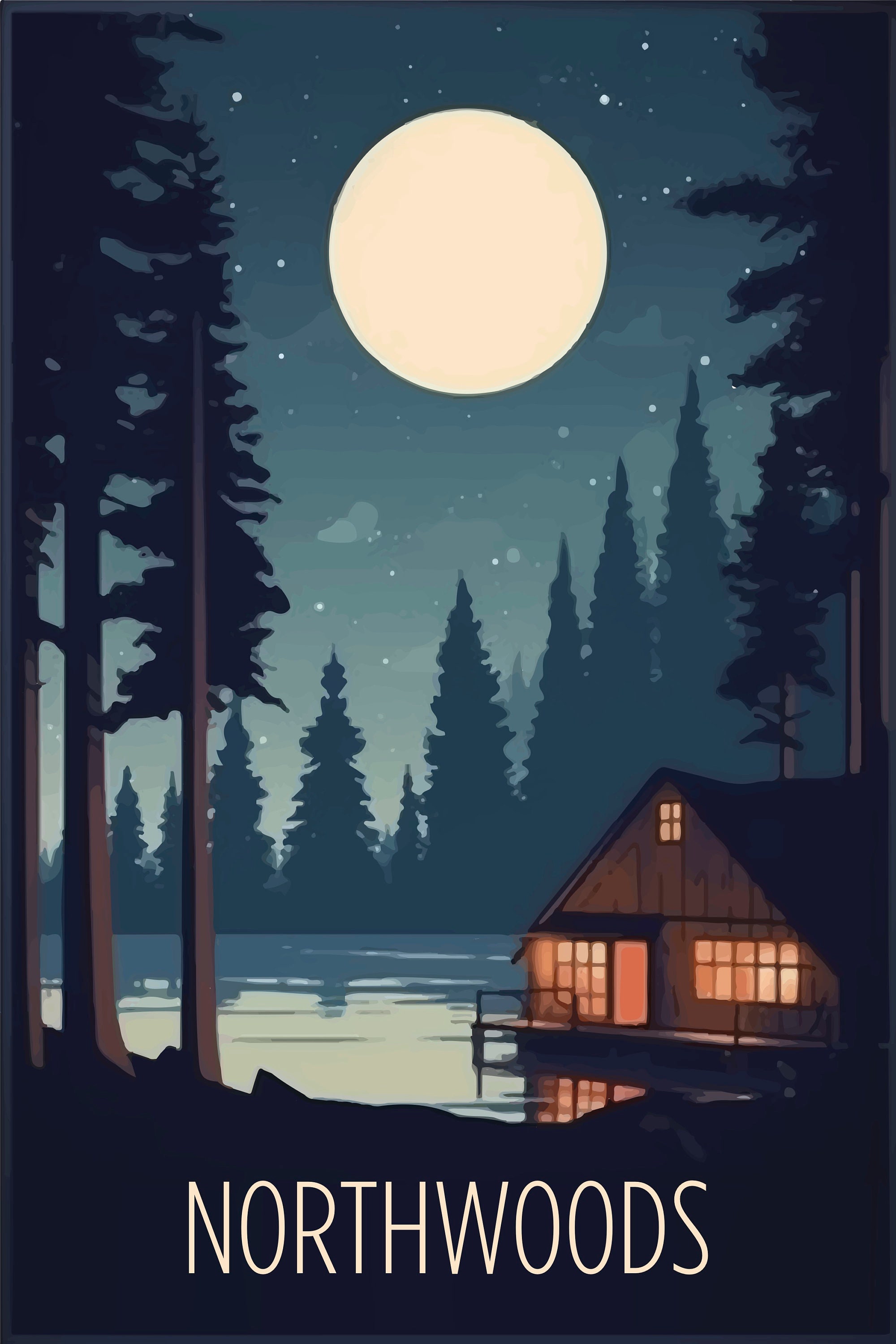 Northwoods Cabin Art Poster, Digital Download Art, Rustic Wall Decor ...