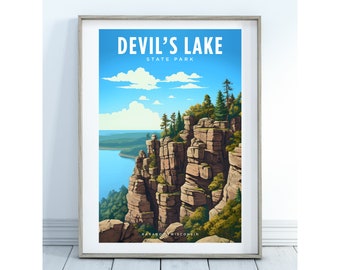 Devil's Lake State Park Art Print: Quartzite Cliffs, Wisconsin (Digital Download)