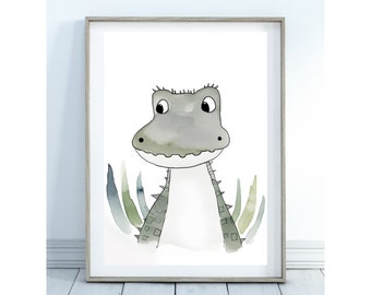 Watercolor Crocodile Print: Whimsical Nursery Decor (Digital Download)