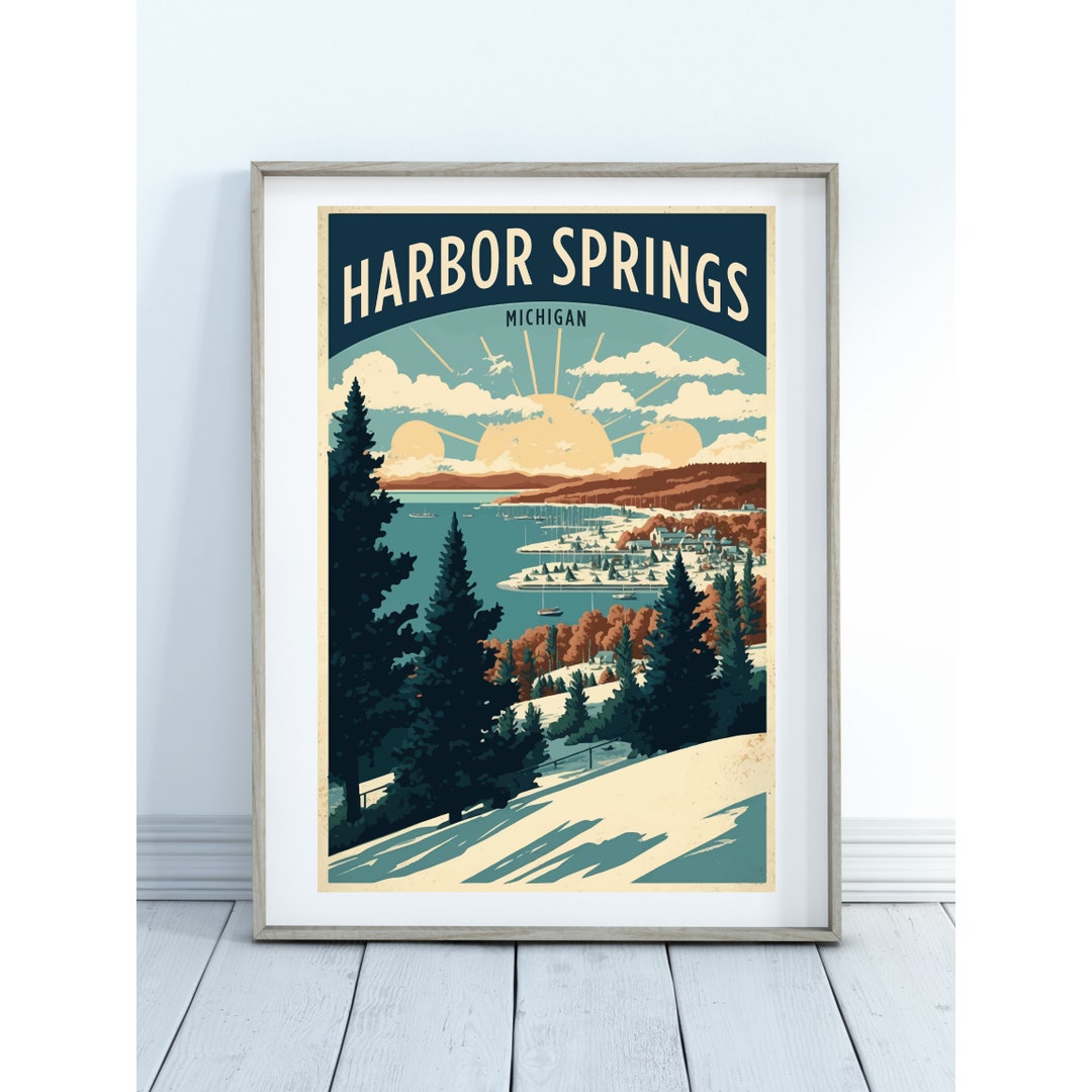 Harbor Springs Michigan Art Poster, Northern Michigan Wall Art, Beach