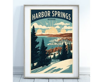 Harbor Springs Michigan Art Poster: Beach House Decor (Digital Download)