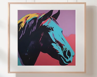 Pop Art Blue Horse Print: Contemporary Wall Decor (Digital Download)