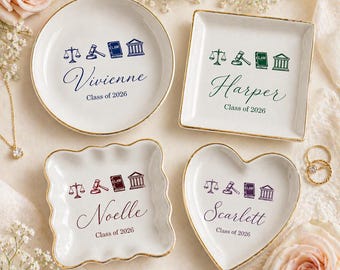 Personalized Lawyer Ring Dish Class of 2026 Law Graduation Gift Scales of Justice
