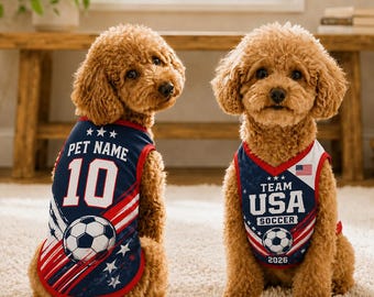 Personalized USA Pet Soccer Jersey | Custom USA Football Shirt for Dogs Cats | Cute Puppy Sportswear | Game Day Dog Clothes