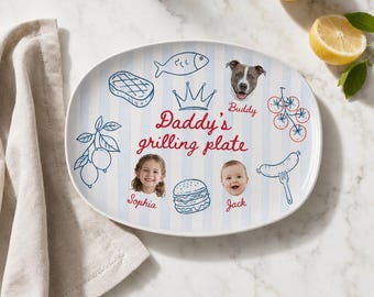 Personalized Daddy Grilling Paper Plate, Custom Face BBQ Plate, Father’s Day Cookout Party Plate, Dad Grill Gift