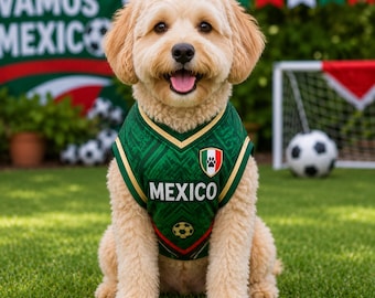 Personalized Mexico Pet Soccer Jersey, Custom Dog Football Shirt, Name Number Gift
