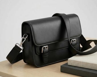 Minimalist PU Leather Cross body Bag |  Everyday Messenger Bag | Travel Gift for Men