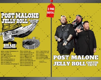 Post Malone Jelly Roll 2026 Tour Shirt PNG: Concert T-Shirt Design (Digital Download)