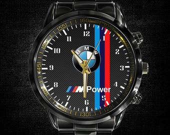 2017 BMW Logo wristwatch Leather Band,Metal Alloy Case Gift with box