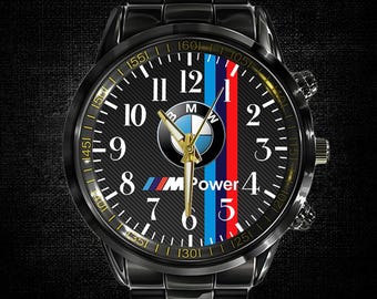 BMW m3 power Logo wristwatch Metal,Leather band Free box