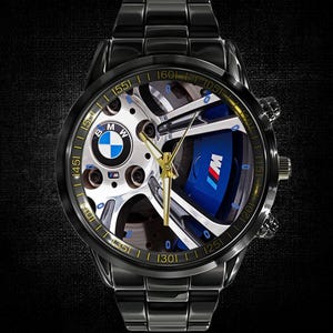 BMW M5 Style Watch, Alloy Metal, Leather Band, Water Resistant
