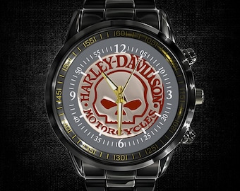 harlley skull wristwatch, Alloy Metal, Leather Band, Water Resistant