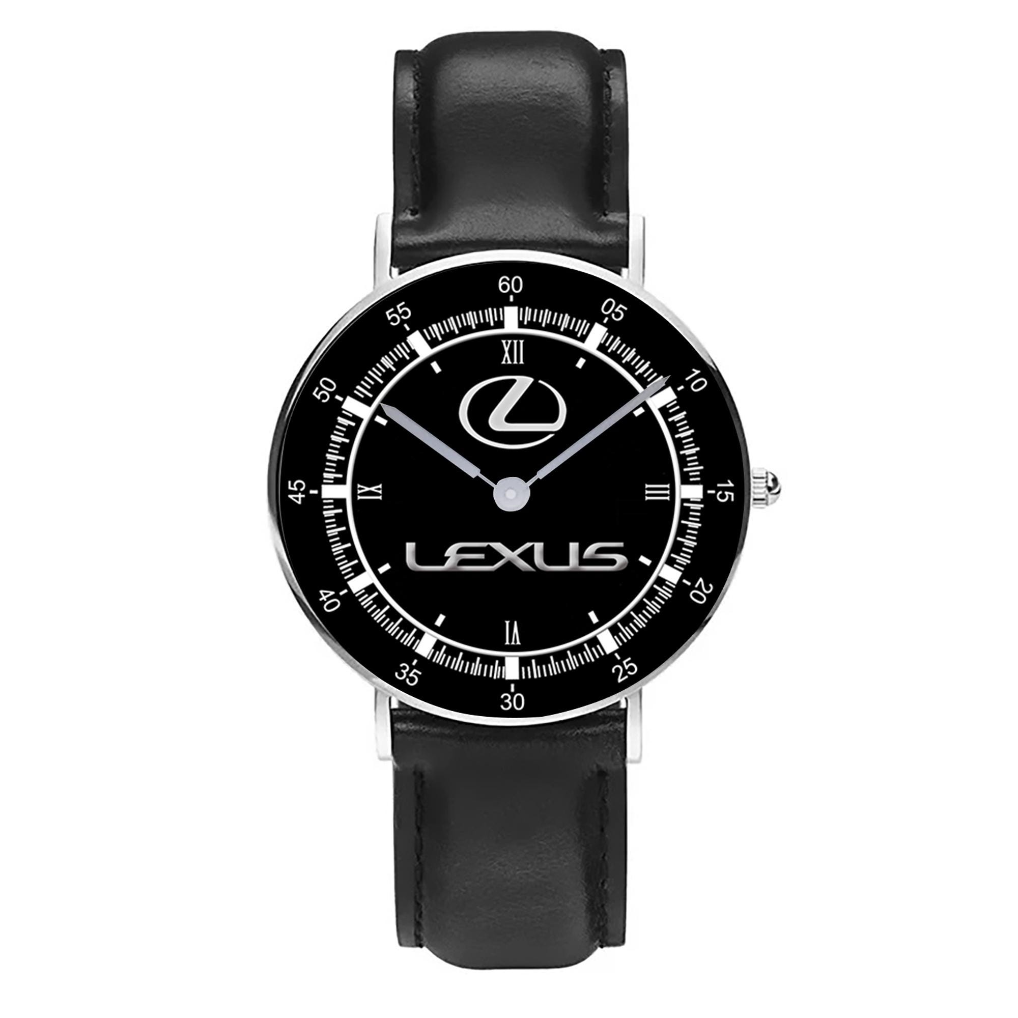Lexus Logo Dial Chronograph Watch Silver Tone Black Leather Band New Battery 324 ALTEZZA Seiko Alba Lexus IS200 IS300 JDM TRD F-sport Japan  main image 3