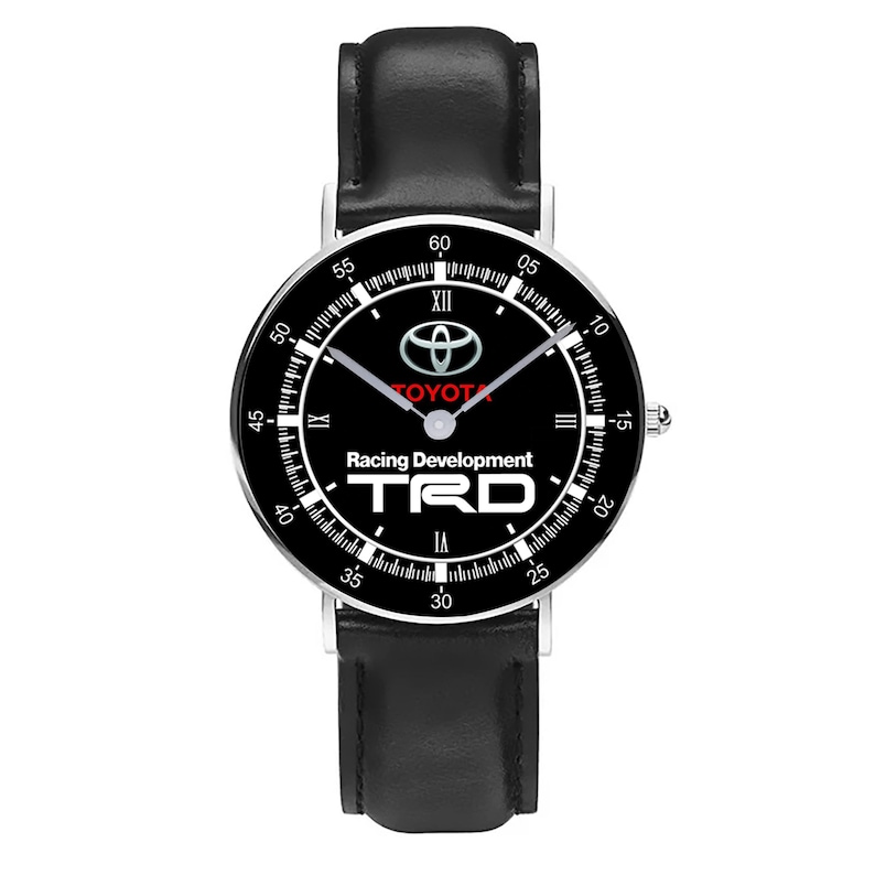 Montre-bracelet Toyota TRD Sportivo Racing Logo Métal, bracelet en cuir Boîte gratuite Silver Leather