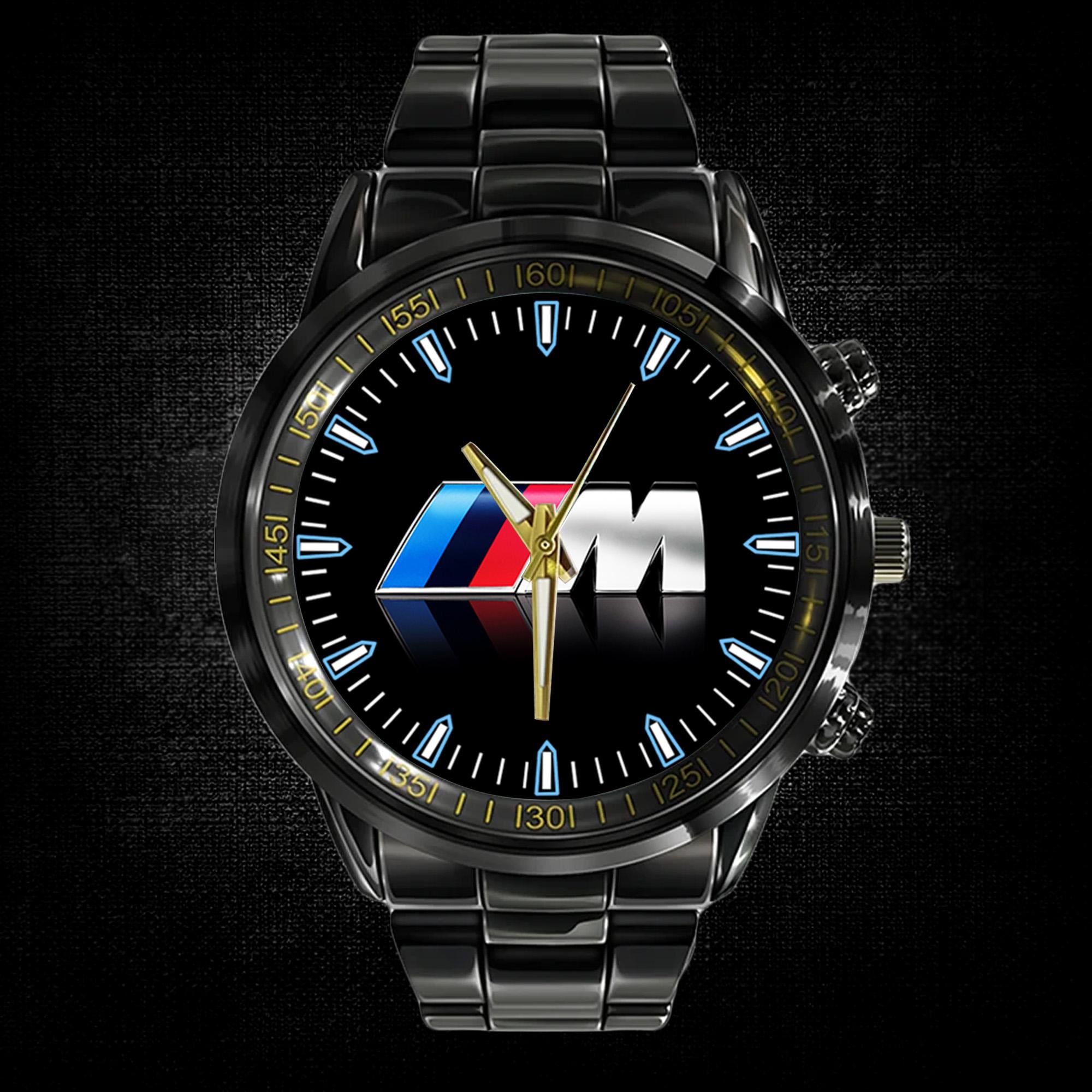 Bmw Big M Logo wristwatch Metal,Leather band Free box