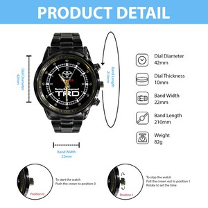 Montre-bracelet Toyota TRD Sportivo Racing Logo Métal, bracelet en cuir Boîte gratuite image 4