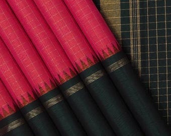 Handgewebter Vintage-Sari aus 100 % reiner Kanjeevaram-Seide | Traditionelle südindische Tempelkleidung | Indischer Hochzeitssari