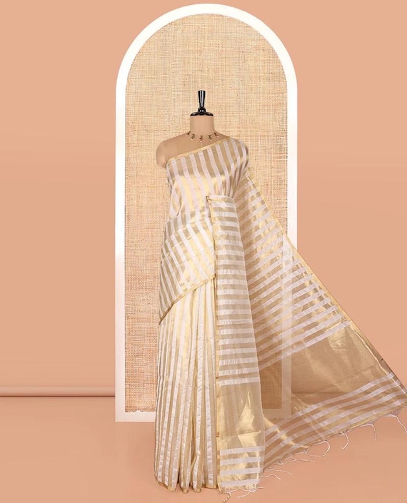 Onam Cotten saree|Tissue Cream Multicolor Kerala Heritage Print Onam Special Kerala Saree