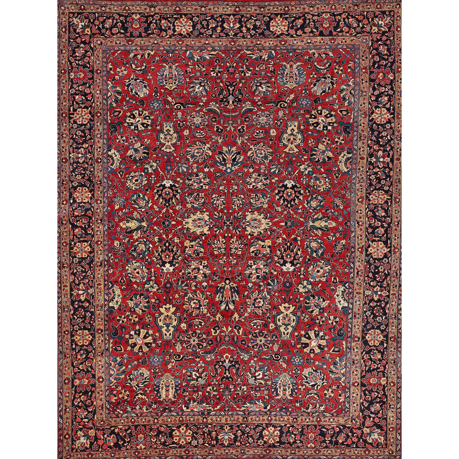 Red Persian Style Rug, Vintage Floral Oriental Carpet, Washable ...