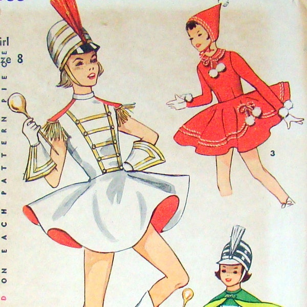 Girls Majorette, Ice Skating Dress, Costume, Vintage Simplicity 1950s Sewing Pattern 4866, Girls Size 8